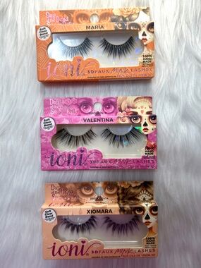 3x loni 3D Faux Mink Wispy Strip Lashes with Soft Clear Band